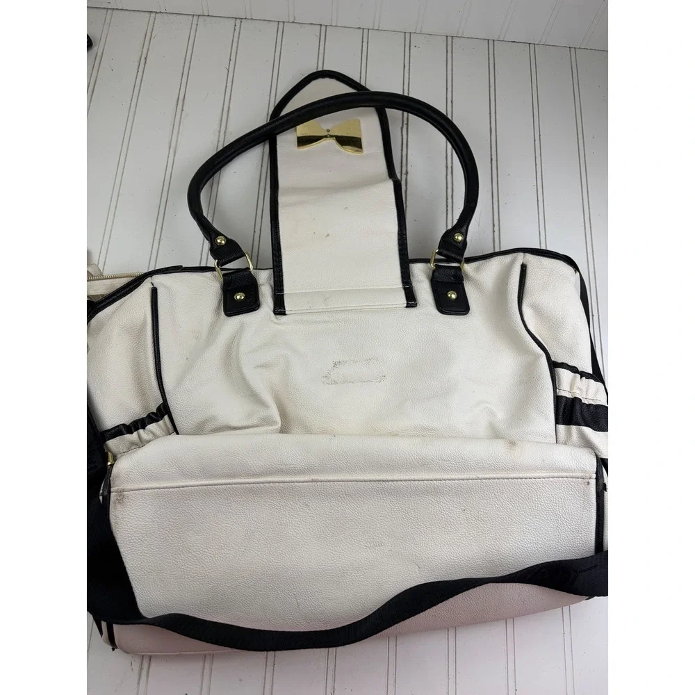 Betsey Johnson Vintage Y2K White Polka Dot Bow Diaper Bag Crossbody Purse